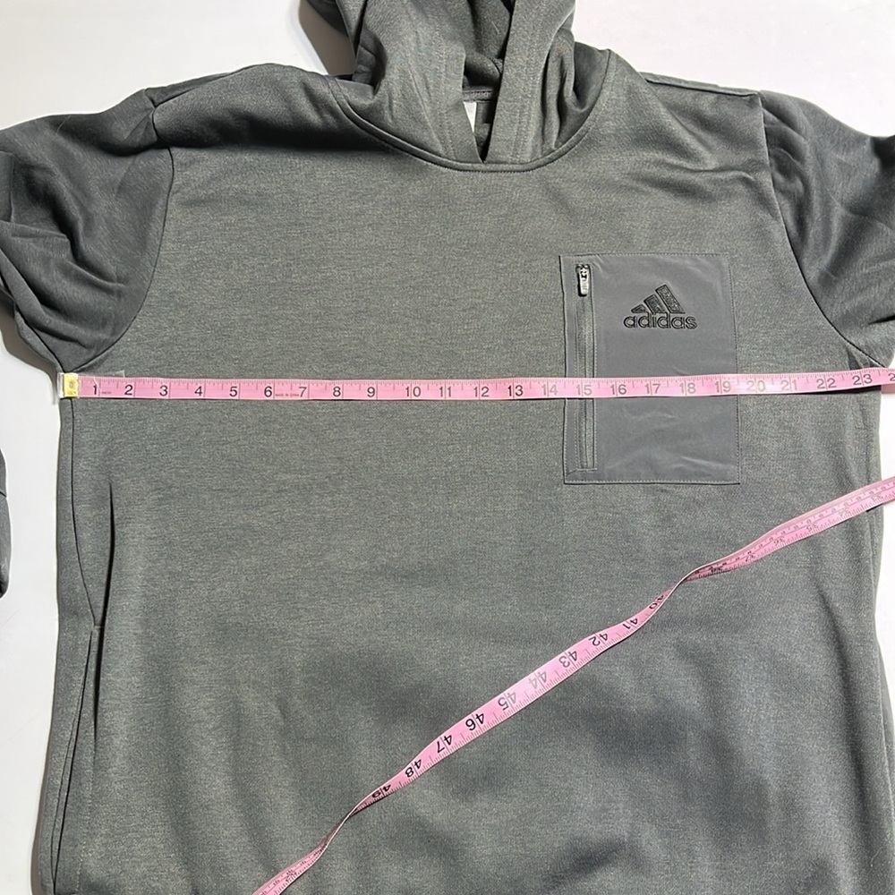 Adidas Men's Regular Fit Kangaroo Pockets Hoodie - Gray large - Picture 5 of 8
